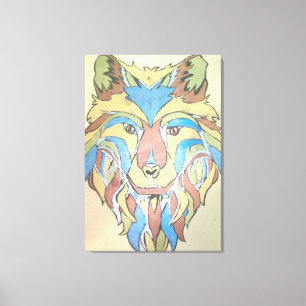 Metallic Wolf Original on Canvas Print
