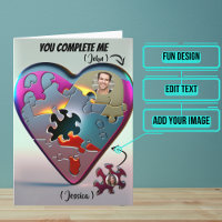 Metallic You Complete Me Puzzle Heart Birthday