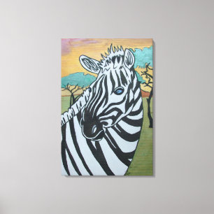 Metallic Zebra Safari on Canvas