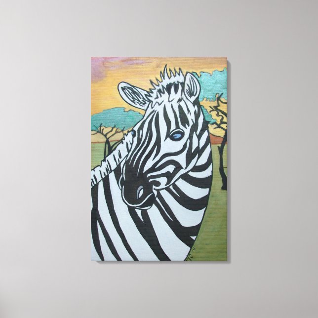 Metallic Zebra Safari on Canvas Print (Front)