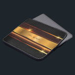 Metallicgold stripes black metallic mash laptop sleeve<br><div class="desc">Image of metallic gold stripes with black metallic mash.
Optional monogram.</div>