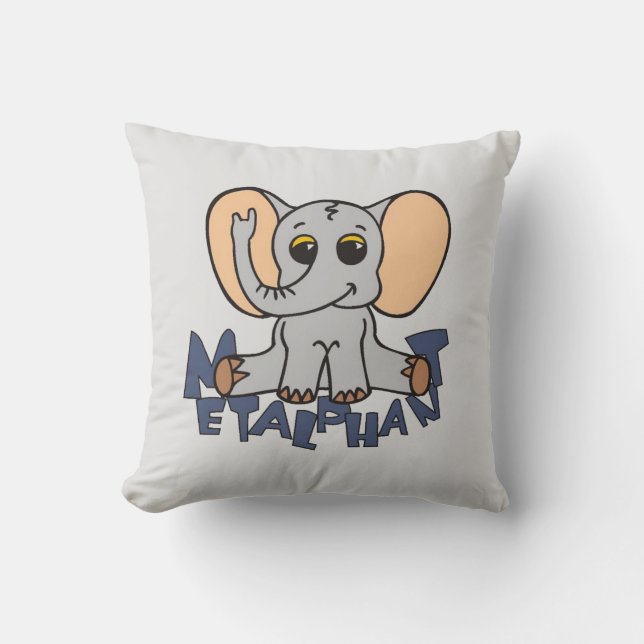 Metalphant Elephant & Pastel - Grey Throw Pillow (Front)