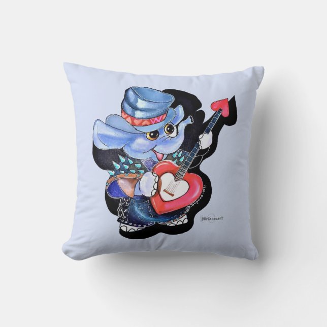 Metalphant Heart Guitar Throw Pillow (Front)