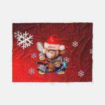 Metalphant Winter Holiday Fleece Blanket (red)