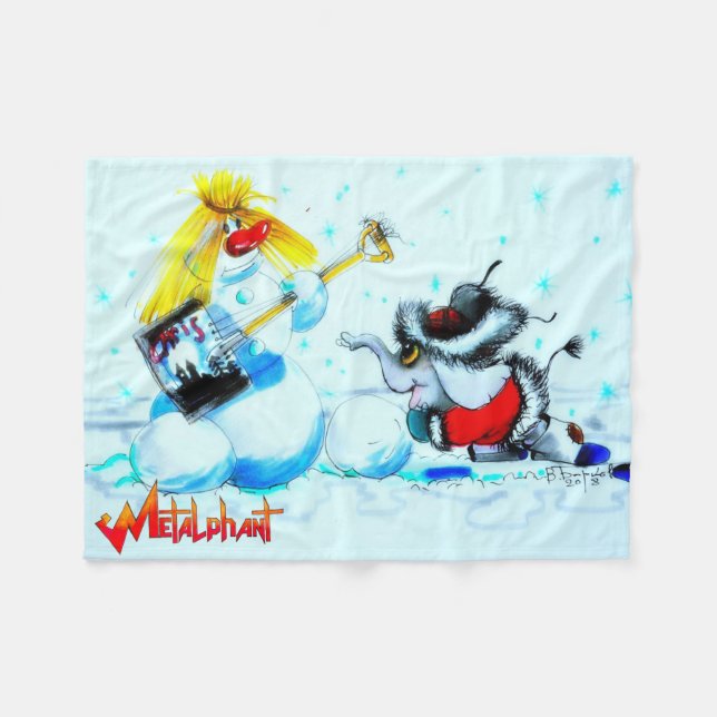 Metalphant Winter Scene Fleece Blanket (Front (Horizontal))