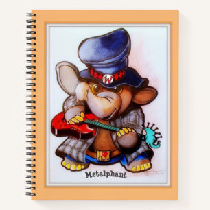 Metalphant with Guitar Art Spiral Notebook