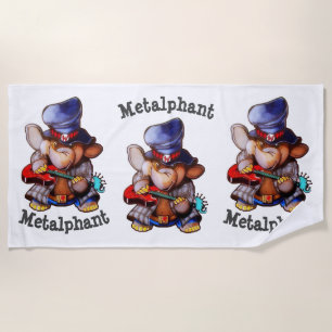 Metalphant with Guitar Beach Towel - Multi Image