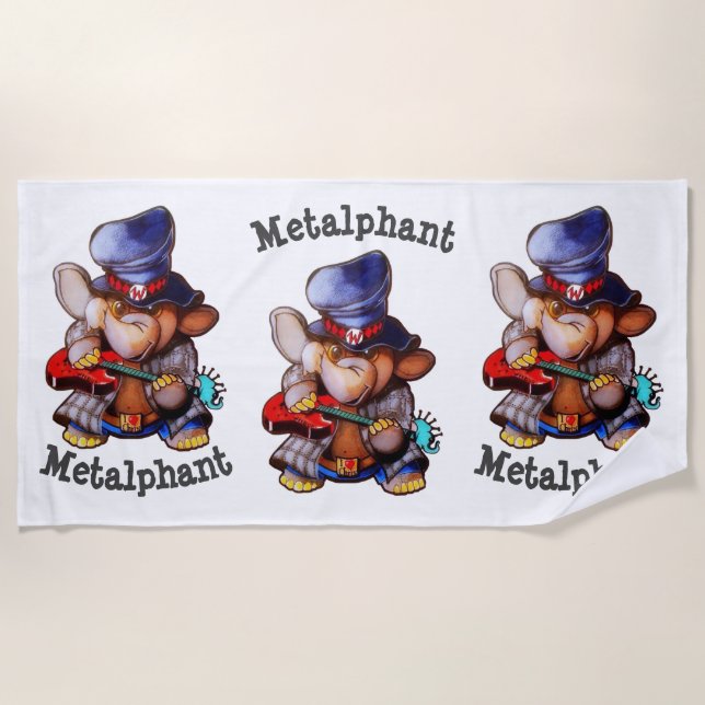 Metalphant with Guitar Beach Towel - Multi Image (Front)
