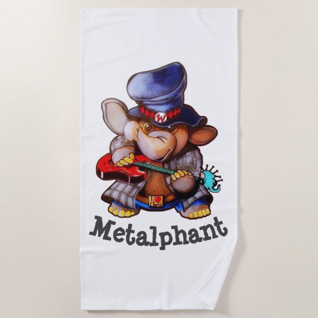 Metalphant with Guitar Beach Towel - Single Image (Front)