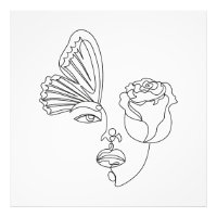 Metamorphosis – Abstract Butterfly & Rose Line Art