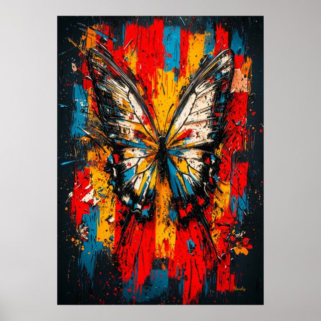 Metamorphosis Contemporary Expressionist Butterfly Poster (Front)