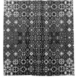 Metamorphosis Medallion Pattern Black and White S Shower Curtain