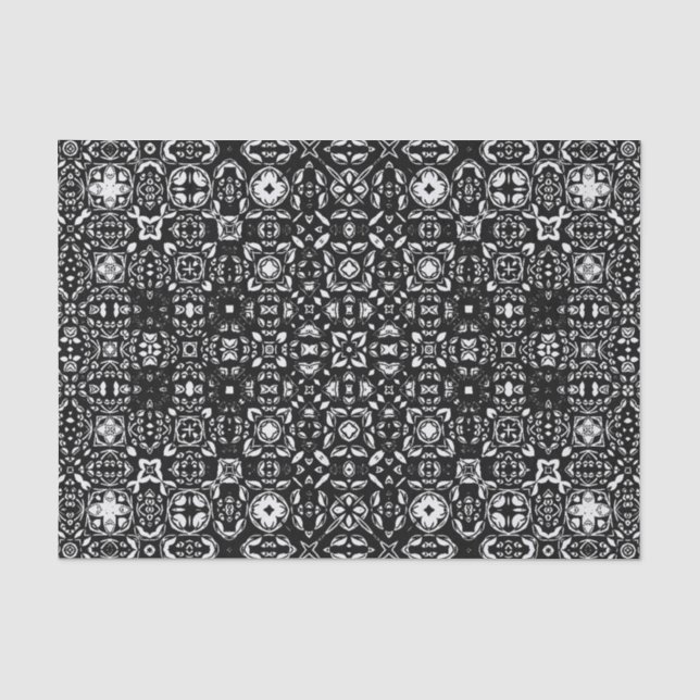 Metamorphosis Medallion Pattern Black and White  Tissue Paper (Front)