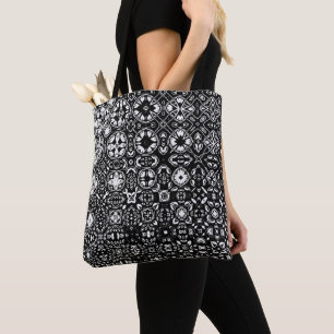 Metamorphosis Medallion Pattern Black and White Tote Bag