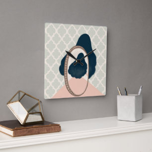 metaphor_15_a girl in the mirror square wall clock