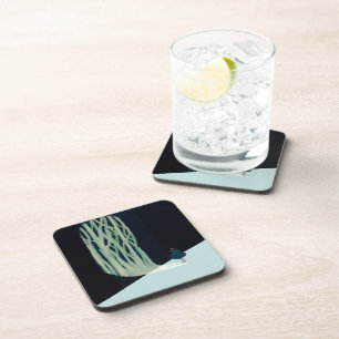 metaphor_7_a girl in the woods hard plastic coaster