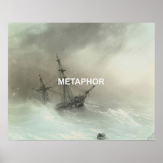 Metaphor Text + Old Shipwreck Seascape Painting Poster