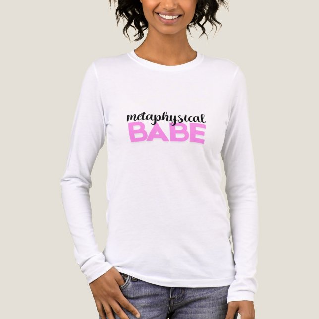 metaphysical babe bold pink script typography Tri-Blend shirt (Front)