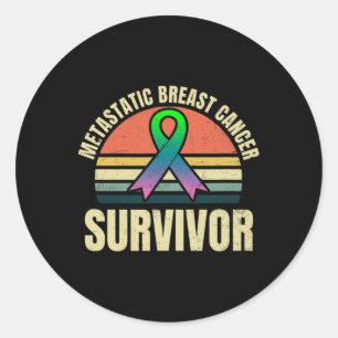 Metastatic Breast Cancer Awareness Design Retro Su Classic Round Sticker