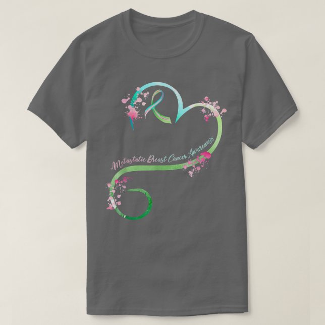 Metastatic Breast Cancer Awareness Heart Gifts  T-Shirt (Design Front)