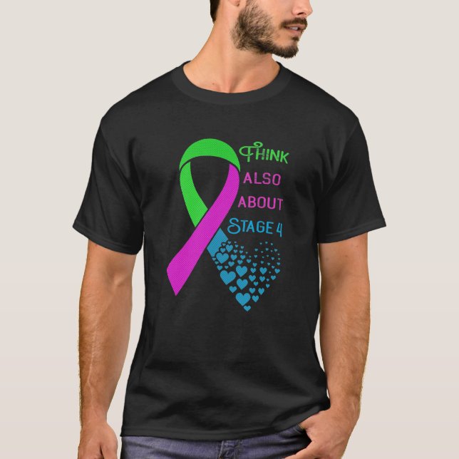 Metastatic Breast Cancer Awareness Heart Ribbon T-Shirt (Front)