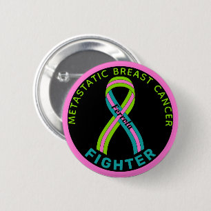 Metastatic Breast Cancer Fighter Ribbon Black 6 Cm Round Badge