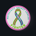 Metastatic Breast Cancer Fighter Ribbon White 6 Cm Round Badge<br><div class="desc">Metastatic Breast Cancer Fighter Ribbon White Button for awareness and support for women fighting metastatic breast cancer.</div>