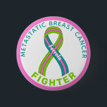 Metastatic Breast Cancer Fighter Ribbon White 6 Cm Round Badge<br><div class="desc">Metastatic Breast Cancer Fighter Ribbon White Button for awareness and support for women fighting metastatic breast cancer.</div>