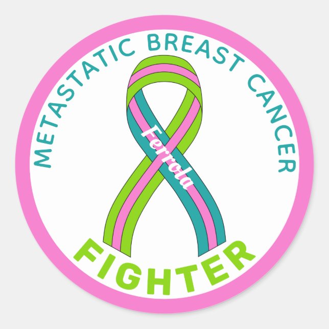 Metastatic Breast Cancer Fighter White Classic Round Sticker (Front)