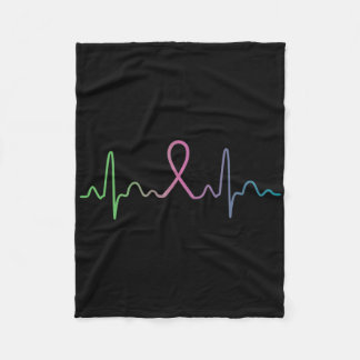 Metastatic Breast Cancer Heartbeat Awareness Survi Fleece Blanket