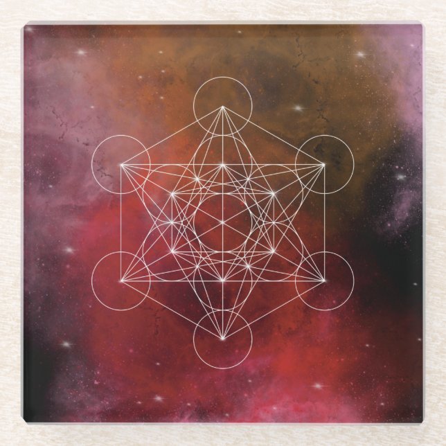 Metatron, chakra,zen,sacred geometric, angel glass coaster (Front)