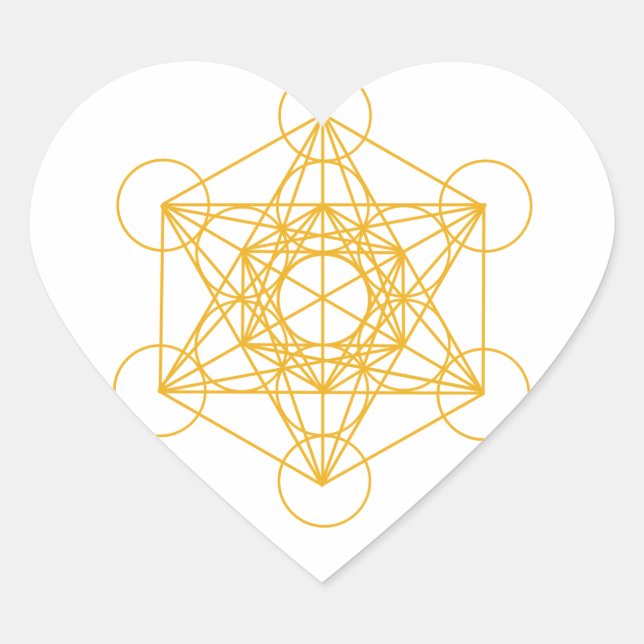 Metatron Cube Gold Heart Sticker (Front)