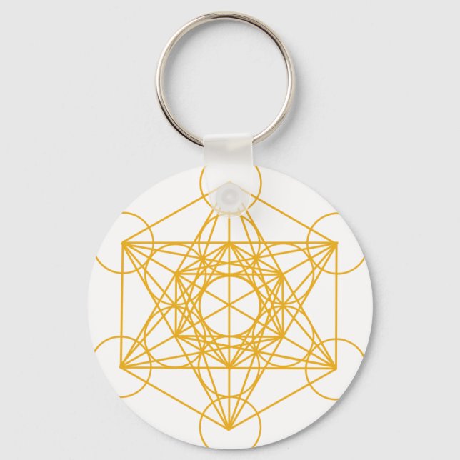 Metatron Cube Gold Key Ring (Front)