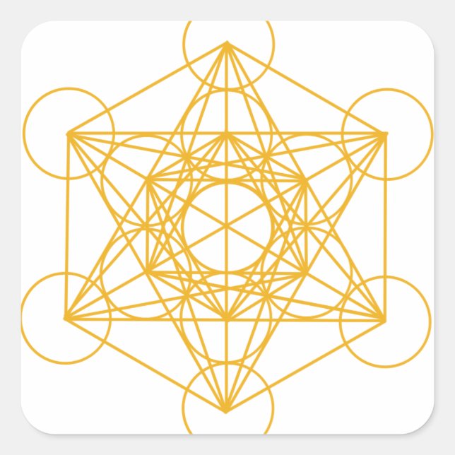 Metatron Cube Gold Square Sticker (Front)