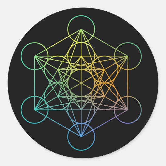 Metatron Cube Sacred Geometry Classic Round Sticker (Front)