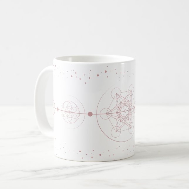 Metatron moon and stars sacred geometry rose coffee mug (Front Left)