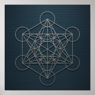 Metatron’s Cube Navy Silver Poster