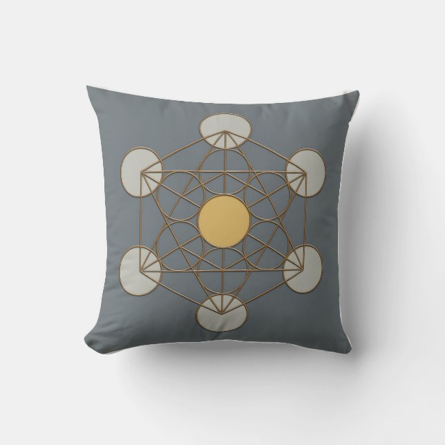 Metatron’s Cube Sacred Geometry Throw Pillow (Front)