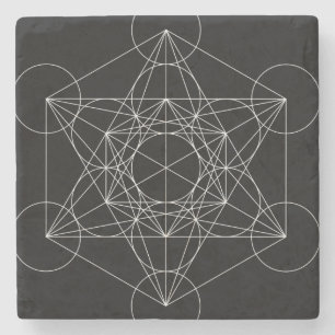 Metatron's Cube Black & White Stone Coaster