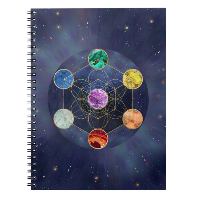 Metatron's Cube Chakras Sacred Geometry Notebook (Front)