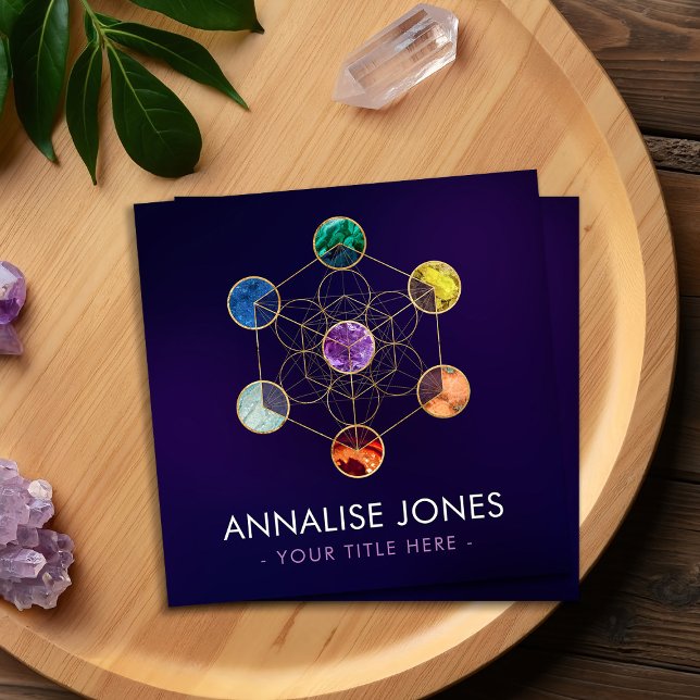 Metatron's Cube Chakras Sacred Geometry  Square Business Card (Creator Uploaded)