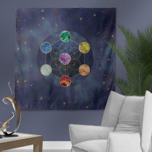 Metatron's Cube Chakras Sacred Geometry Tapestry