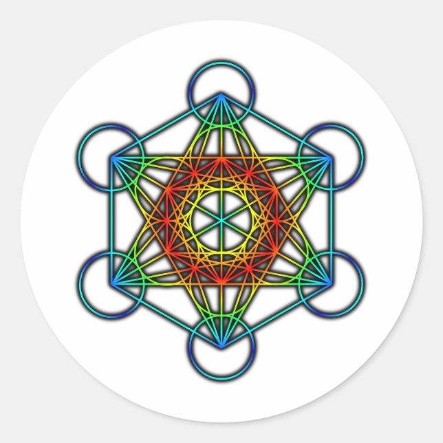Metatron's Cube (Colour 1) Classic Round Sticker (Front)