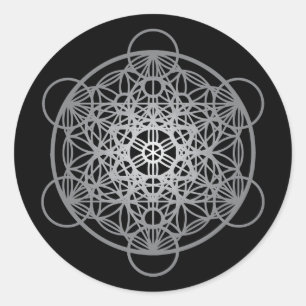 Metatron's Cube Flower of Life - Silver Version 1 Classic Round Sticker