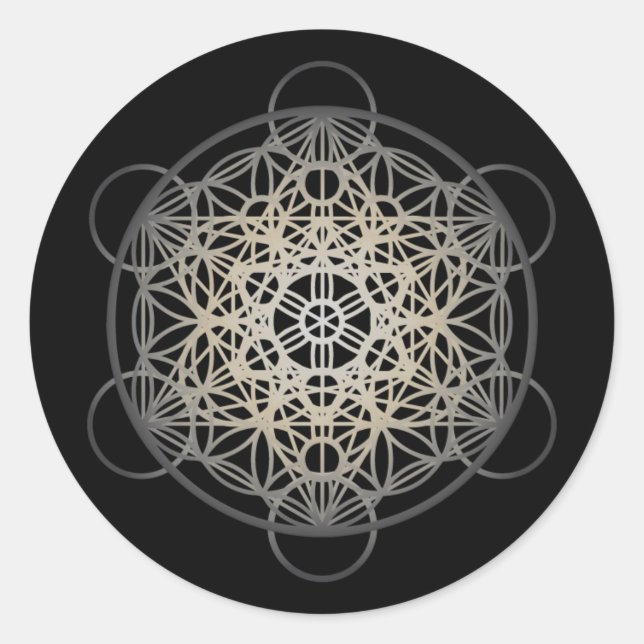 Metatron's Cube Flower of Life - Silver Version 2 Classic Round Sticker (Front)