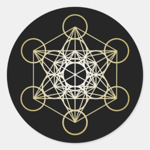 Metatron's Cube - Gold Version Classic Round Sticker