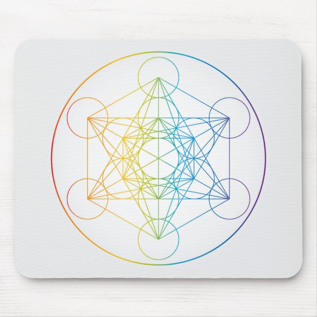 Metatron's Cube Illustration Rainbow Colours Mouse Pad (Front)