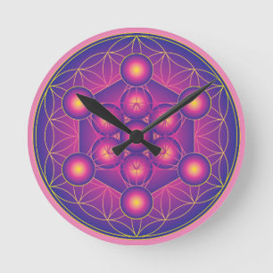 Metatron's Cube in Flower of life Round Clock