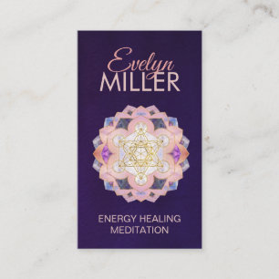 Metatron's Cube in Gemstone lotus Sacred Geometry Business Card