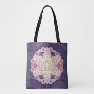 Metatron's Cube in Gemstone lotus Tote Bag